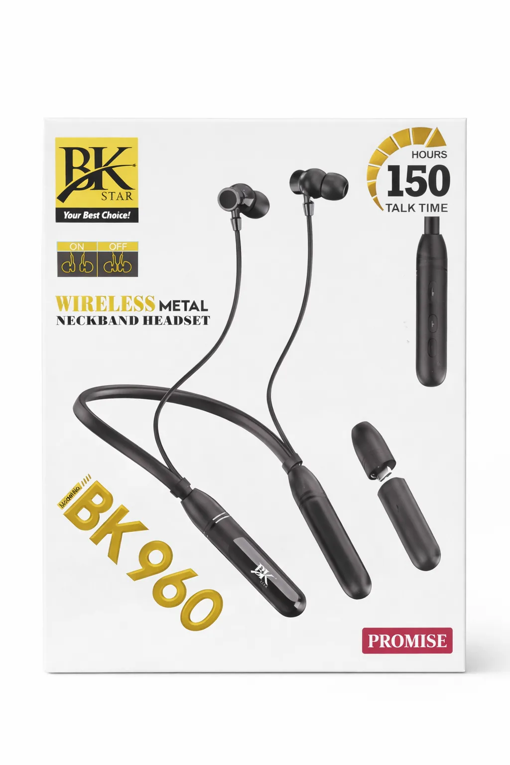 Neckband-BK Star Wireless Metal Neckband
