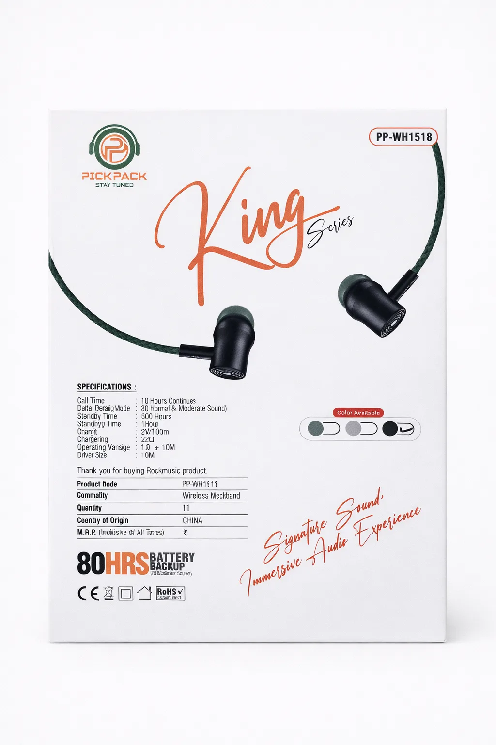 Neckband-Pickpack King Series 80Hours Battery Backup PP-WH1518 - Image 2