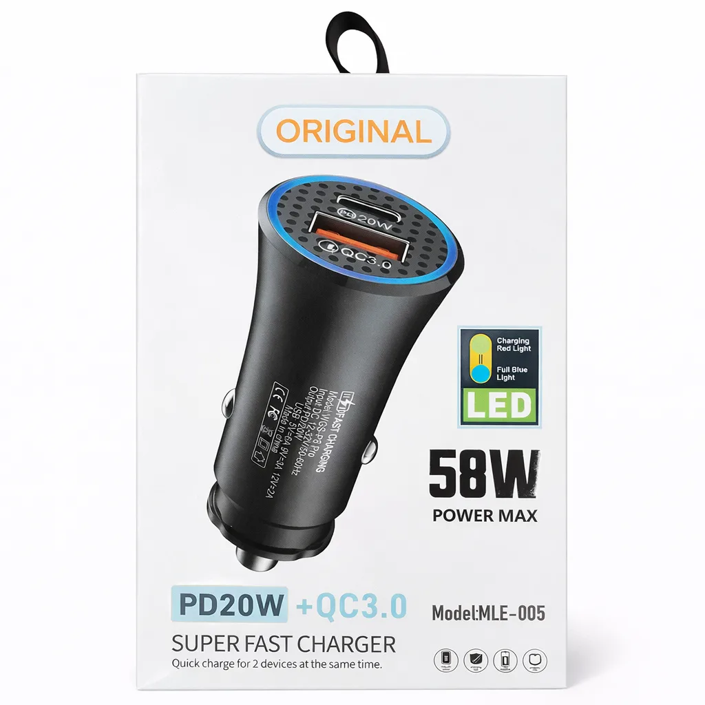 Car Charger-58W Super Fast Car Charger (PD 20W + QC 3.0)