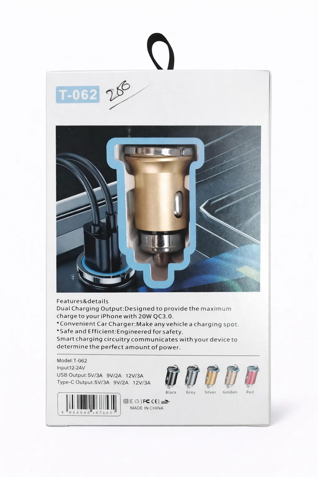 Car Charger-T-062 Smart Car Charger – 85W Fast Charging with Pull Ring Design - Image 2